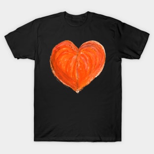 Orange Heart Drawn With Oil Pastels T-Shirt